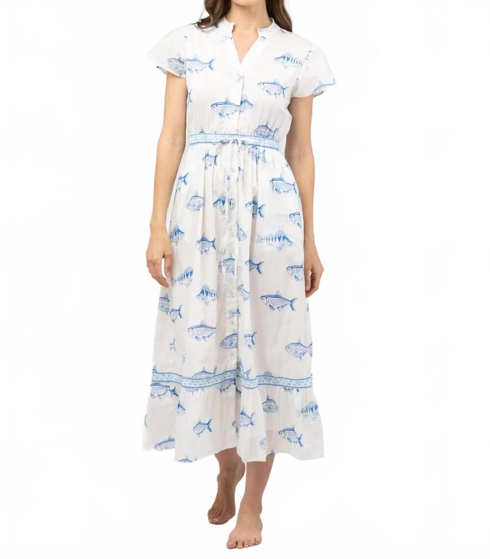 NEW BEAU & RO flutter dress in white fish